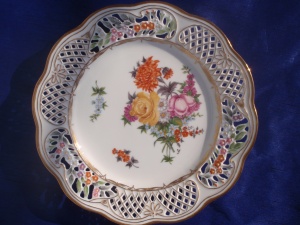 Front of view of my Dresden plate #7, #8 with a European style painting 