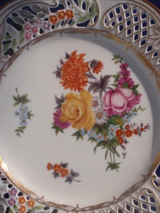 Front of view of my Dresden plate #7, #8 with a European style painting 